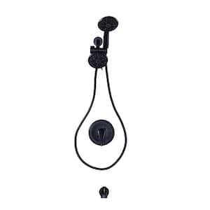 Single Handle 7-Spray Tub and Shower Faucet 1.8 GPM with Hand held Shower Head in. Matte Black (Valve Included)