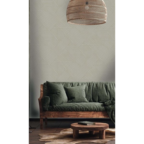 Walls Republic Cream Wood Panel Design Geometric Stripes Shelf Liner Wallpaper (57 sq. ft) Double Roll