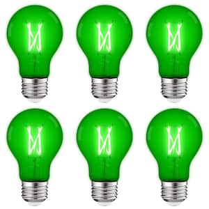 60-Watt Equivalent A19 Edison LED Green Light Bulb 4.5-Watt Colored Glass Filament UL E26 Base Indoor Outdoor (6-Pack)