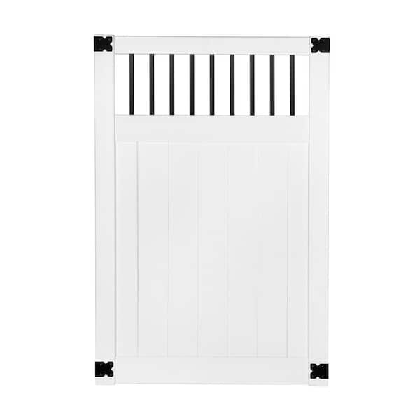Veranda Pro Series 4 ft. W x 6 ft. H White Vinyl Woodbridge Baluster Top Privacy Fence Gate