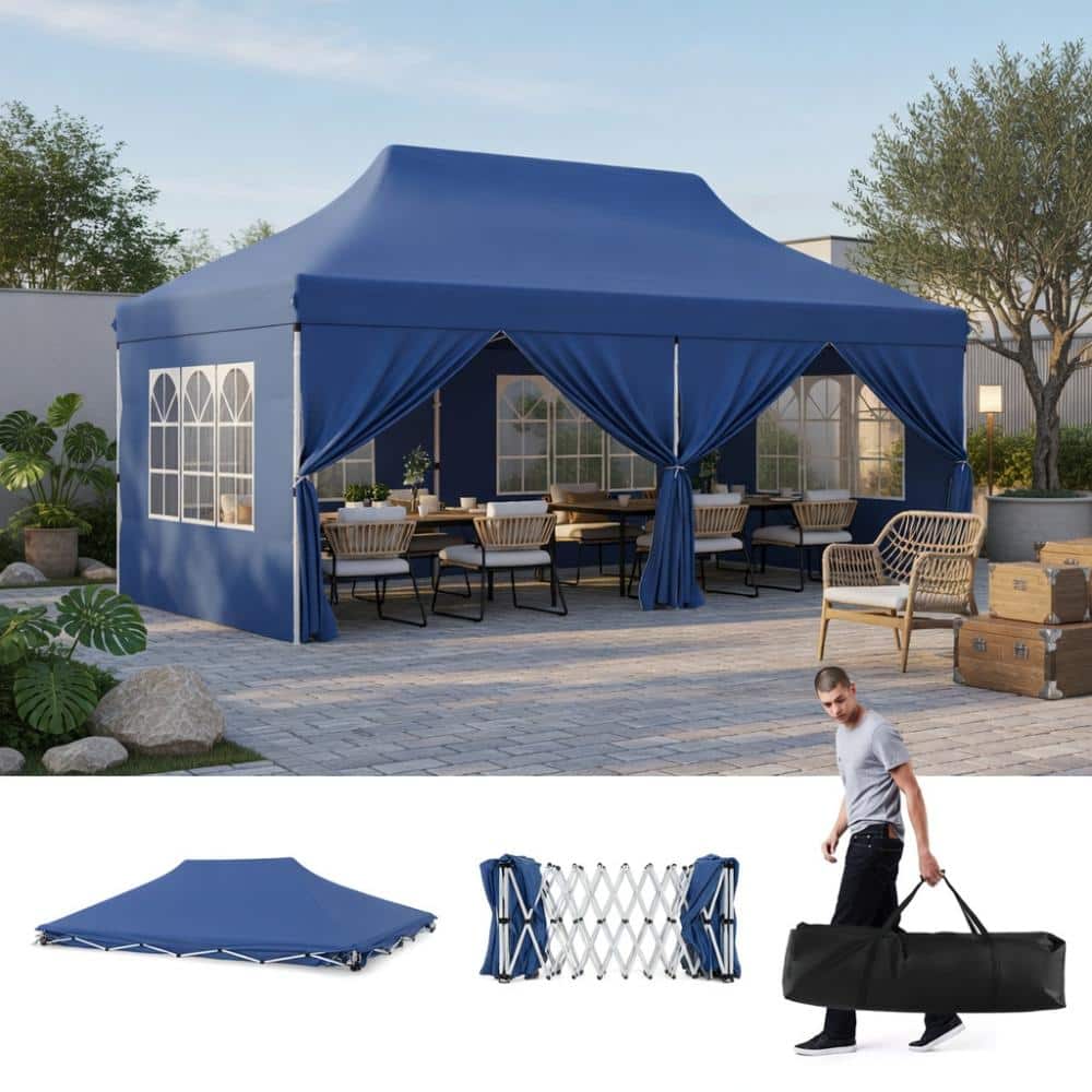 10 ft x 20 ft Pop-Up Canopy with 6 Sidewalls, 210D Oxford Fabric, 3-Position Adjustable Height, Blue price history on PriceWatchPro