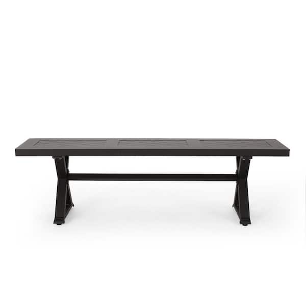 Miscool Anky 59 in. W 2-Person Black Aluminium Outdoor Bench Ottoman