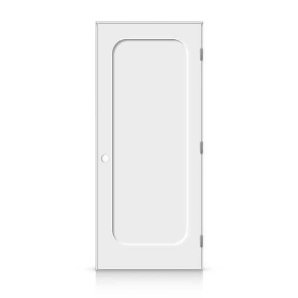 34 in. x 80 in. Left-Handed Curved 1 Panel Shaker White Painted Smooth Composite Single Prehung Interior Door
