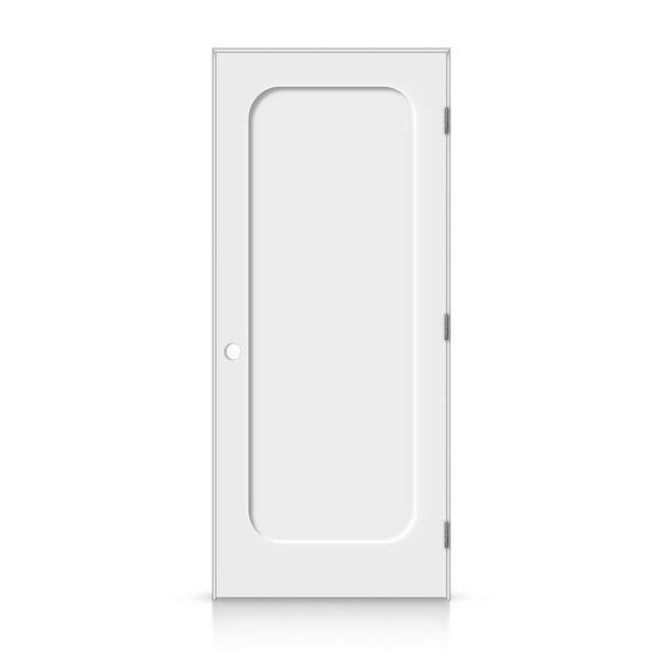 CALHOME 42 in. x 96 in. Left-Handed Curved 1 Panel Shaker White Painted Smooth Composite Single Prehung Interior Door