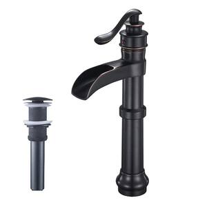 Waterfall Single Hole Single-Handle Vessel Bathroom Faucet With Drain Assembly in Oil Rubbed Bronze