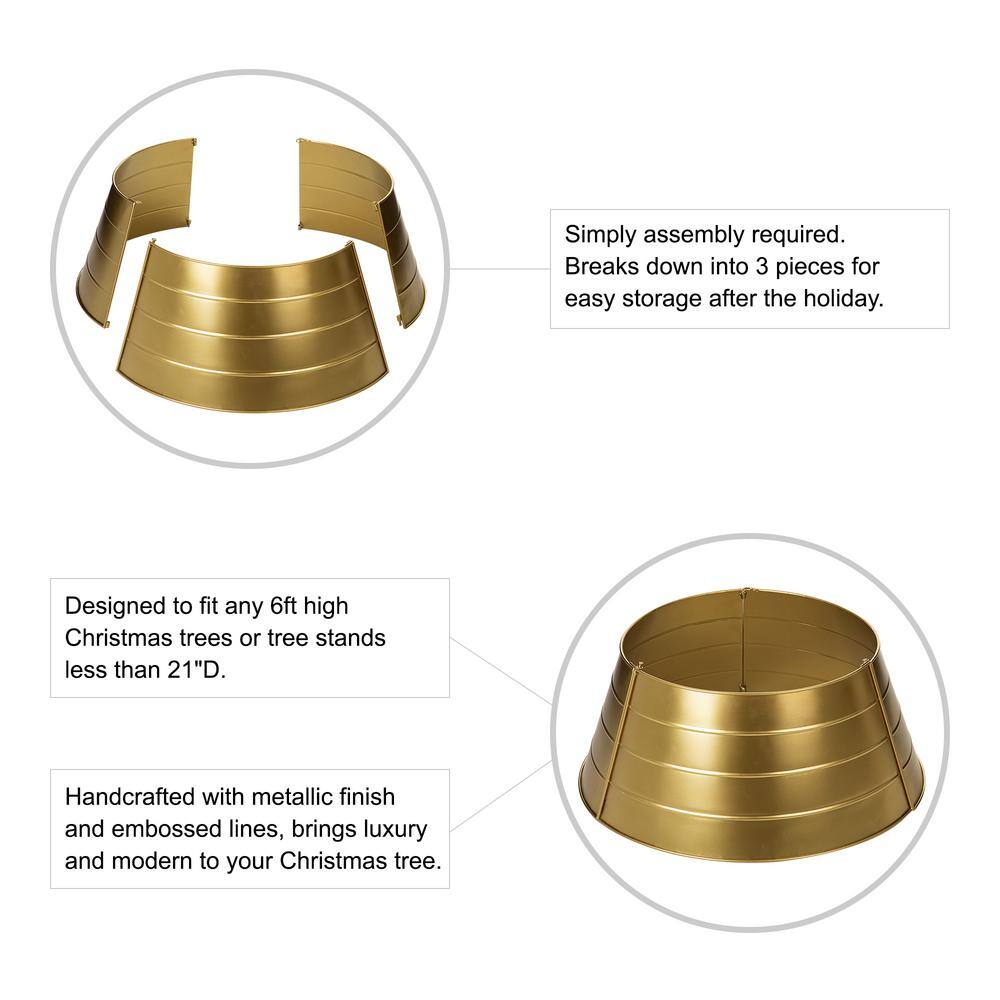 22 in. Gold Metal Christmas Tree Collar