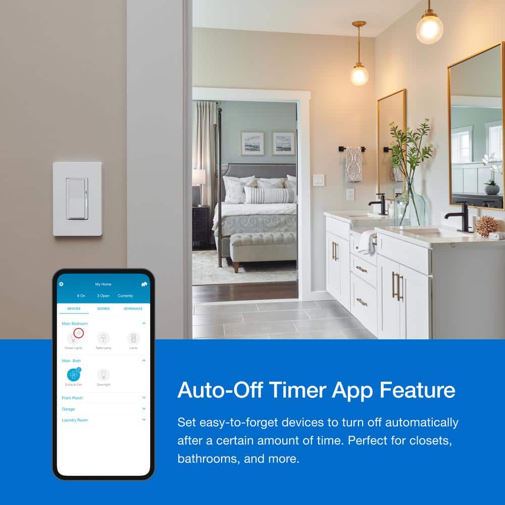 Lutron White Wireless Smart Dimmer Switch with Remote Control