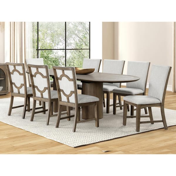 Garanie 9-Piece Oak Wood Top Dining Room Set (Seats 8)