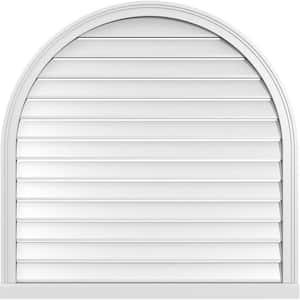 40 in. x 40 in. Round Top White PVC Paintable Gable Louver Vent Functional