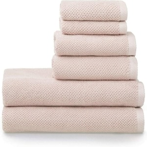 6-Piece Pink Popcorn Cotton Bath Towel Set (2-Bath Towels, 2-Hand Towels and 2-Washcloths)