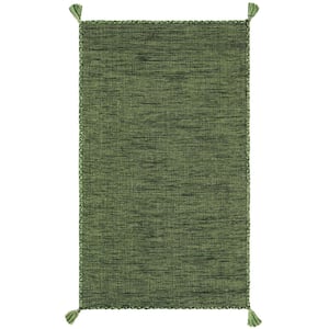 Montauk Green/Black Doormat 2 ft. x 4 ft. Solid Color Striped Area Rug