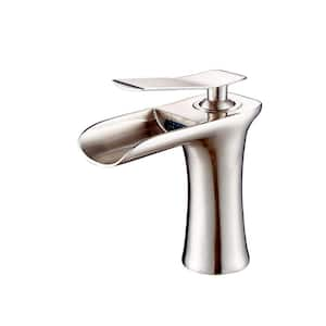 Single Handle Single Hole Bathroom Faucet in Brushed Nickel with Spot Resistant