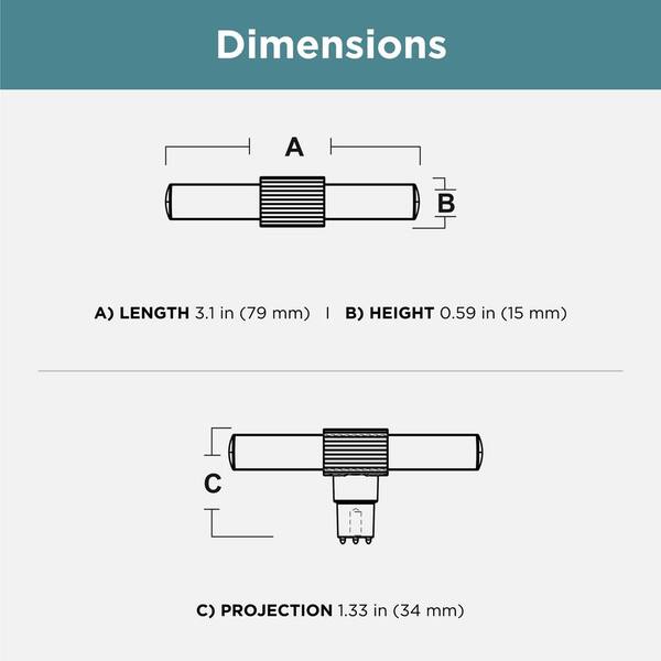 Fluted Square 3-1/8 in. (79 mm) Champagne Bronze Elongated T-Cabinet Knob Fluted Square 3-1/8 in. (79 mm) Champagne Bronze Elongated T-Cabinet Knob