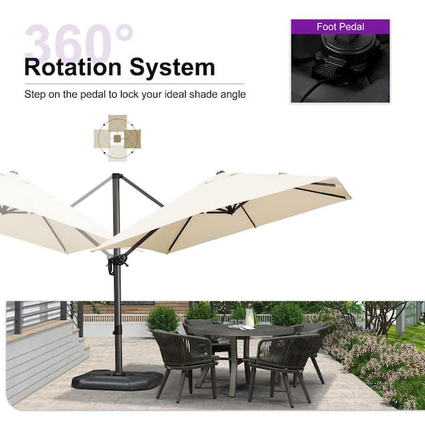 leg extension for patio umbrella PURPLE LEAF Telescopic 11.5' x 11.5' Up Down Lifting Grey Innovative slide DIY Heavy Rolling Base for