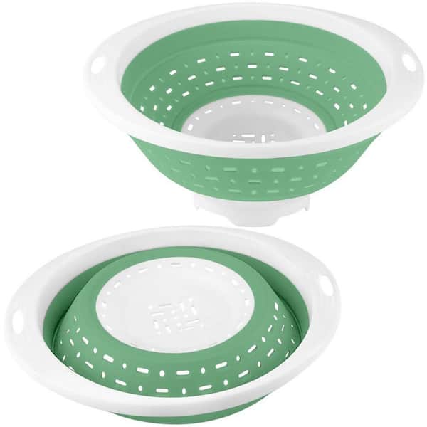5 Qt. Collapsible Colander and Strainer, Heavey Duty Kitchen Drainer Basket for Pasta, Veggies and Fruits, Green