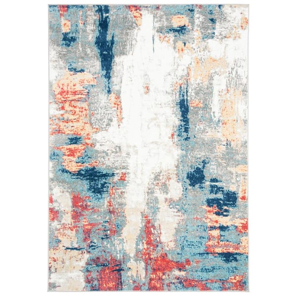 Jasper Gray/Red 5 ft. x 8 ft. Abstract Area Rug