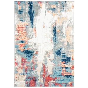 Jasper Grey/Red Doormat 2 ft. x 4 ft. Abstract Area Rug