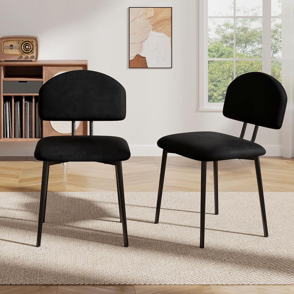 Dining Chairs Set of 2, PU Leather Upholstered Arch Back Kitchen Side Chairs with Adjustable Feet for Dining Room, Black price history on PriceWatchPro