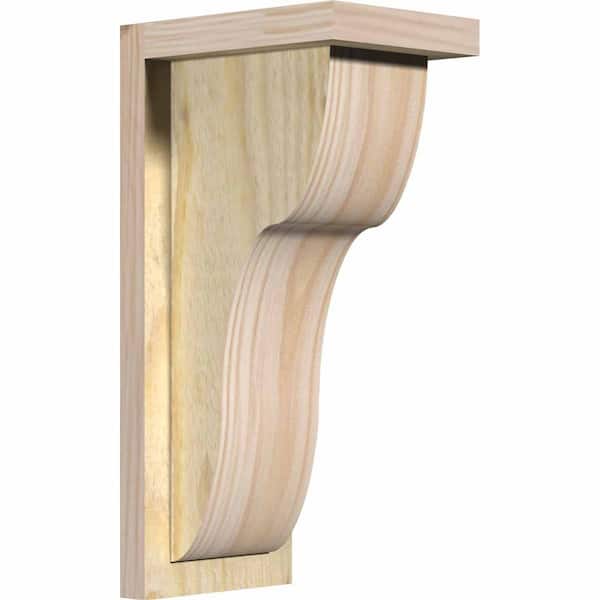 Ekena Millwork 6 in. x 8 in. x 16 in. Douglas Fir Carmel Rough Sawn Corbel with Backplate