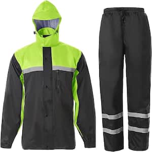 Men's Rain Suit XXL High Visibility Reflective Work Rain Jacket Pants