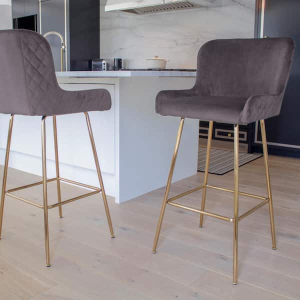Taupe Gray Pagel Barstool, Gray Bar Stools With Gold Legs