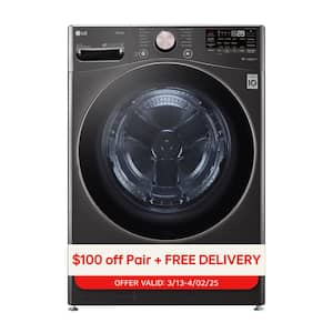 4.5 Cu. Ft. Stackable SMART Front Load Washer in Black Steel with Steam and TurboWash360 Technology