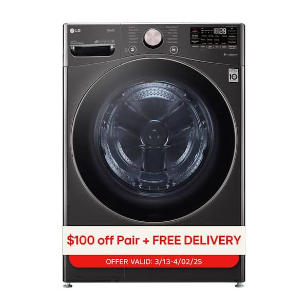 4.5 Cu. Ft. Stackable SMART Front Load Washer in Black Steel with Steam and TurboWash360 Technology