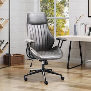 KL Dark Grey Suede Fabric Swivel Office Chair with Arms