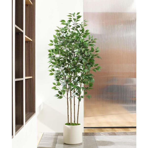 6 ft. Artificial Ficus Tree in Pot for Home Decor Indoor UM02OK