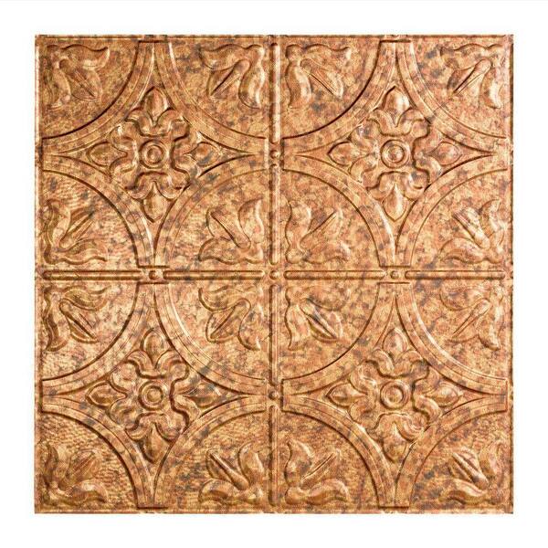 Fasade Traditional Style #2 2 ft. x 2 ft. Vinyl Lay-In Ceiling Tile in Cracked Copper