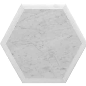 White 12 in. x 12 in. Hexagon Polished Marble Mosaic Tile (4.30 sq. ft./Case)