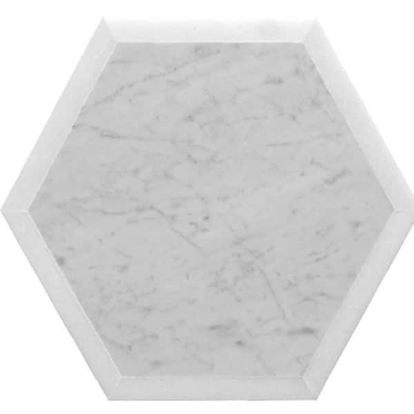 Apollo Tile White 12 in. x 12 in. Hexagon Polished Marble Mosaic Tile (4.30 sq. ft./Case)