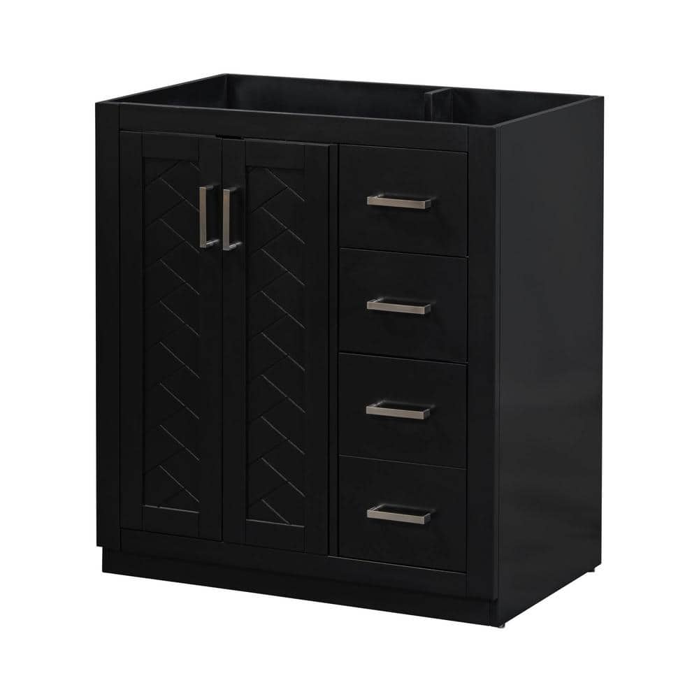 30 in. W x 17 in. D x 33 in. H Freestanding Solid Wood Frame Bath Vanity Cabinet with Out Top in Black with Drawers price history on PriceWatchPro