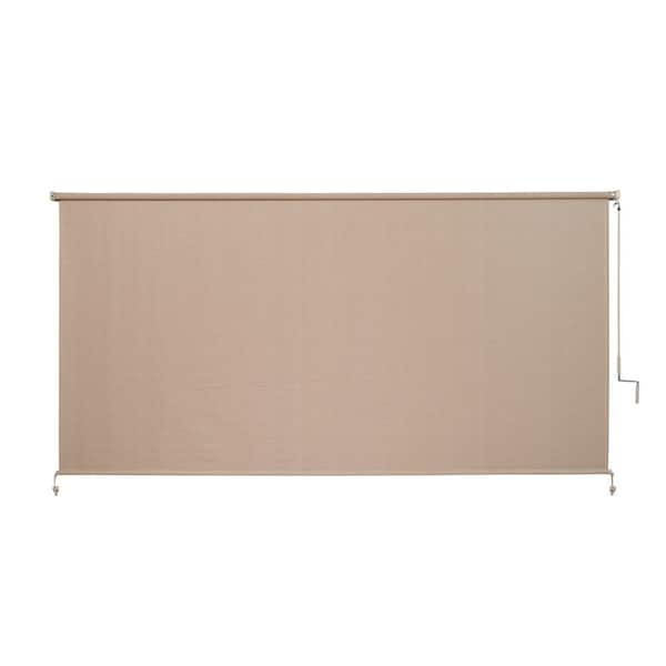 Coolaroo Camel Cordless UV Blocking Fade Resistant Fabric Exterior Roller Shade 120 in. W x 72 in. L