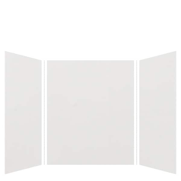 Transolid Expressions 60 in. x 60 in. x 72 in. 3-Piece Easy Up Adhesive Alcove Shower Wall Surround in Grey