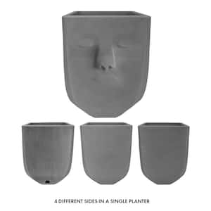 4You 13.8 in. x 17.3 in. Cement-Colored Polyethylene Resin Planter