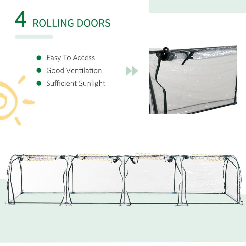 Clear PVC Tunnel Greenhouse with Steel Frame, 13' x 3' x 2.5'