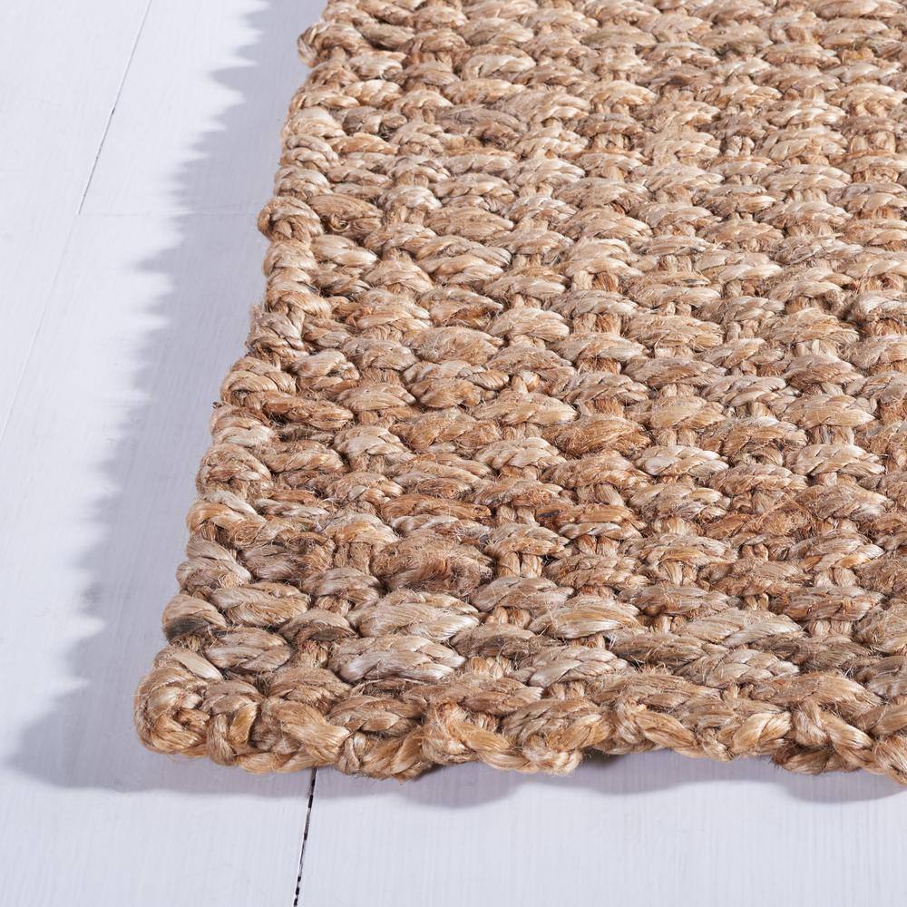 Hand-Knotted Geometric Square Wool Area Rug - 6' Natural