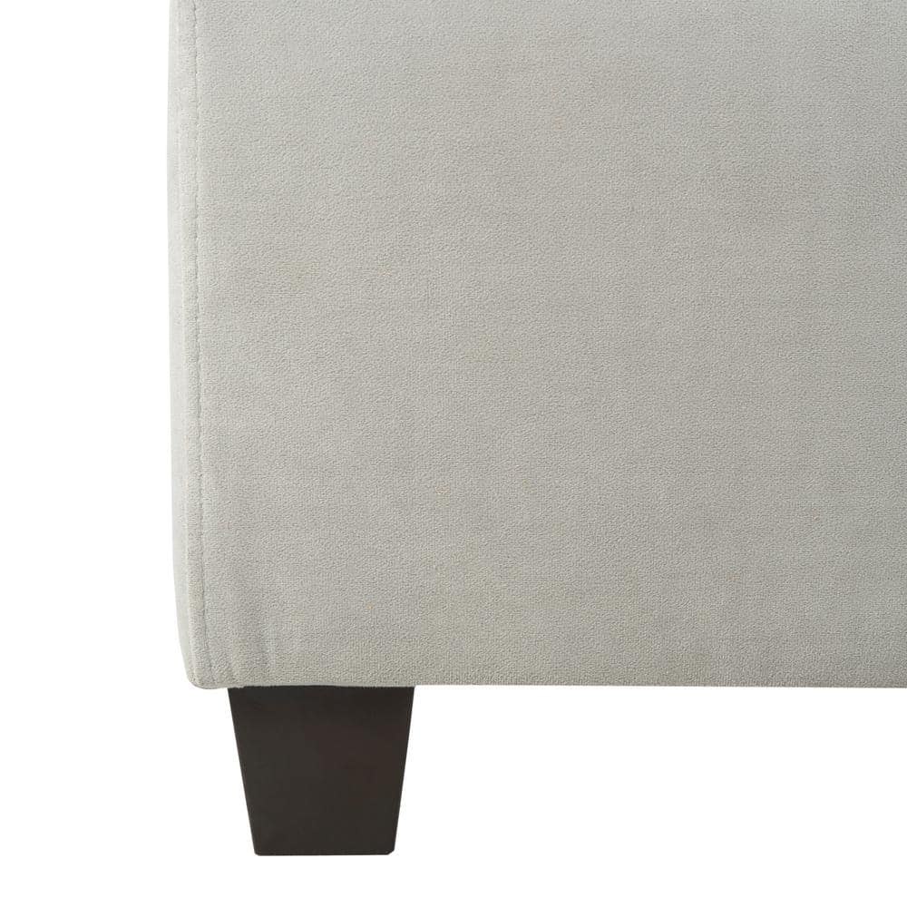 Elegant Transitional Queen Platform Bed in Plush Grey Velvet with Nailhead Trim