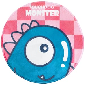 One Size Blue Cartoon Shoe-Faced Monster Rounded Cat and Dog Mat