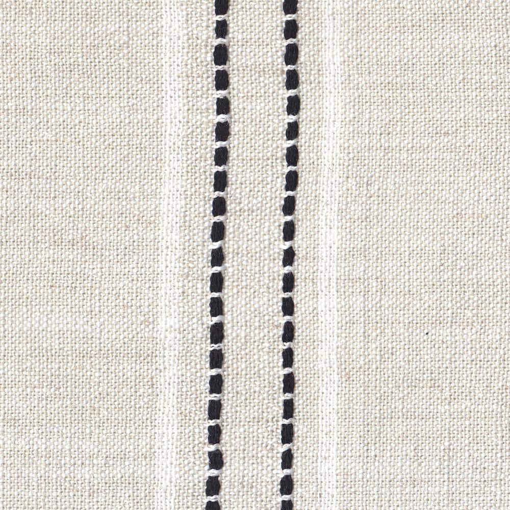 White and Black Striped Upholstered Wood Counter Stool