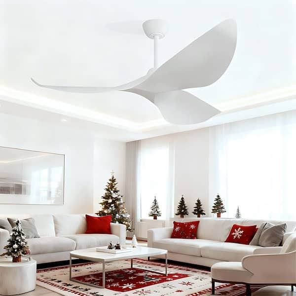 52 in. Indoor/Outdoor White Ceiling Fan with Remote Control and Reversible Motor