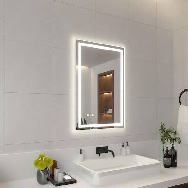 20 in. W x 30 in. H Rectangular Frameless LED Wall Bathroom Vanity Mirror