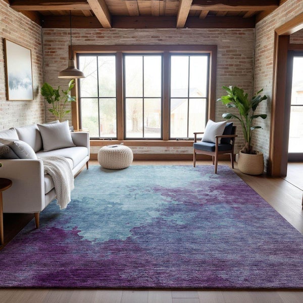 Mayfield Premium Machine Washable Abstract AMF1138 Sky 5 ft. x 7 ft. 6 in. Area Rug