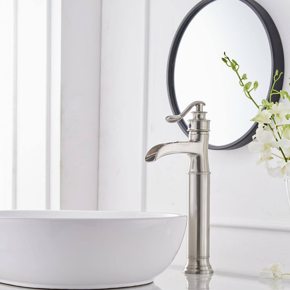 Brushed Nickel Single Handle Waterfall Vessel Sink Faucet