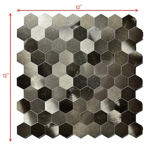 Enchanted Metals Copper Hexagon Mosaic 12 in. x 12 in. Aluminum Metal Peel and Stick Wall Tile (0.9 sq. ft./Sheet)