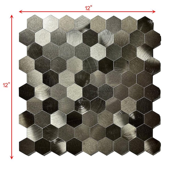 ABOLOS Enchanted Metals Copper Hexagon Mosaic 12 in. x 12 in. Aluminum Metal Peel and Stick Wall Tile (0.9 sq. ft./Sheet)