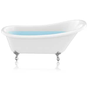 Diamante 67.32 in. Acrylic Slipper Clawfoot Non-Whirlpool Bathtub in White with Chrome Eagle's Talon Feet