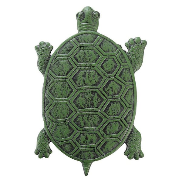 12.9 in. W x 1 in. H Cast Iron Stepping Stone, Turtle Stepping Stone, Decorative Tortoise Flagstone for Garden Walkway