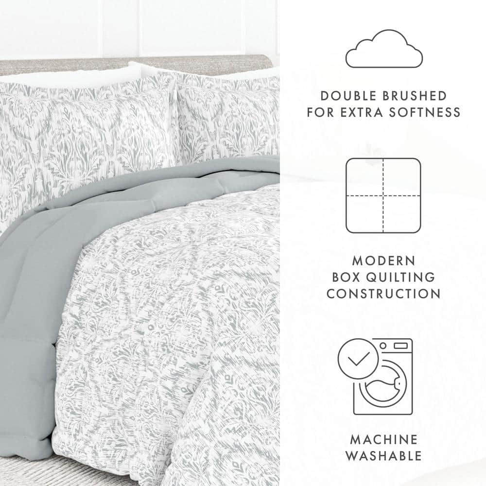 King Light Blue Reversible Down Alternative Microfiber Comforter Set